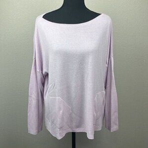Suzy D London Sweater Lilac Front Pockets Boatneck Long Sleeve Pullover Tunic M